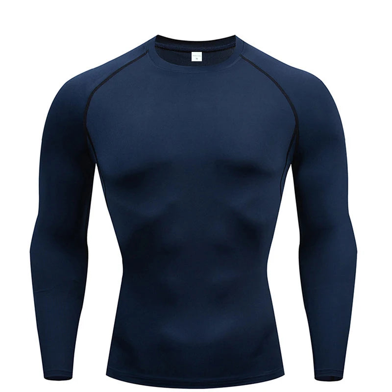 Compression Long Sleeve Shirt Black Fitness T-shirt Men's Muscle