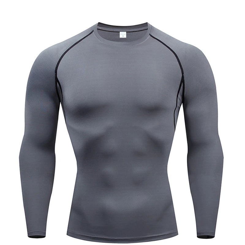 Compression Long Sleeve Shirt Black Fitness T-shirt Men's Muscle