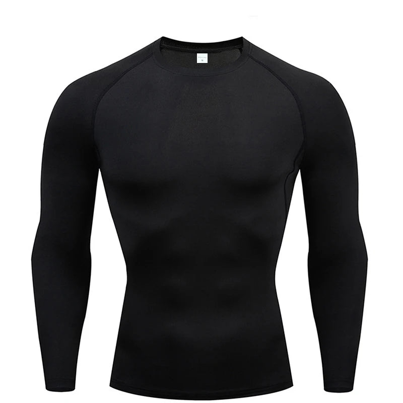 Compression Long Sleeve Shirt Black Fitness T-shirt Men's Muscle