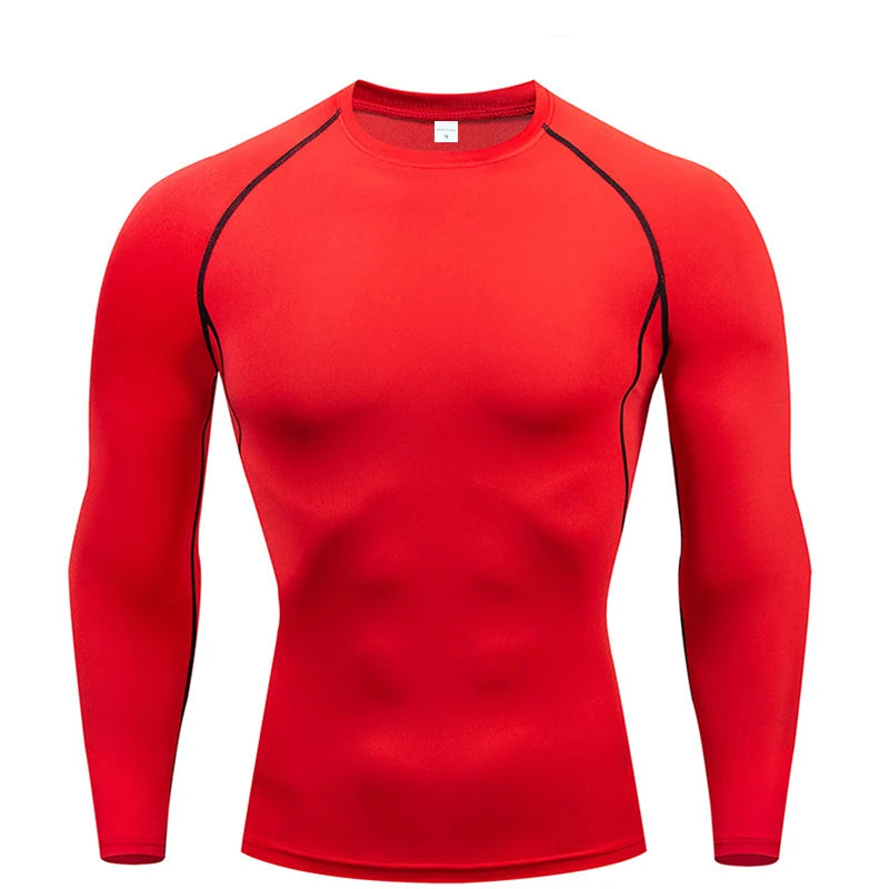 Compression Long Sleeve Shirt Black Fitness T-shirt Men's Muscle