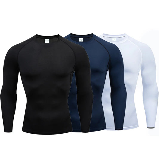 Compression Long Sleeve Shirt Black Fitness T-shirt Men's Muscle